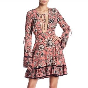 For Love & Lemons Ayla Plunging Neck Minidress